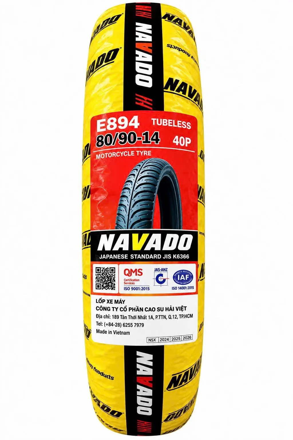 Lốp xe máy NAVADO E894 (80/90-14 40P) gai Michelin