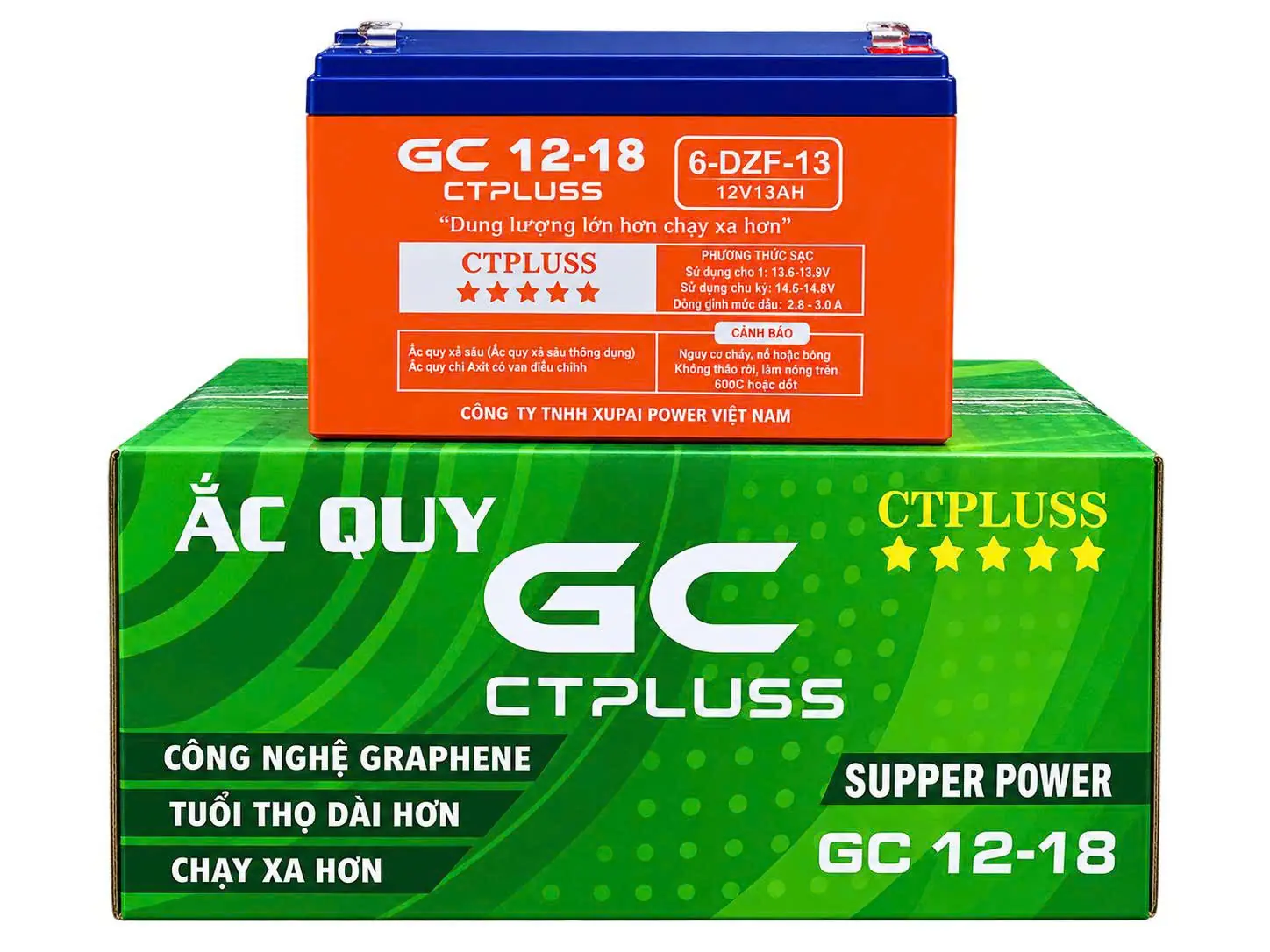 Ắc Quy Xe Điện GC CTPLUSS NHỎ 4,3KG (12-18AH)
